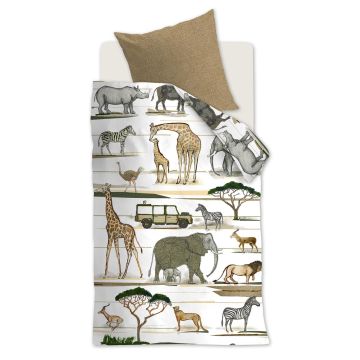 Hanneke de Jager Dekbedovertrek Naturel Jeep Safari Katoen Hanneke de Jager Dekbedovertrek Naturel Jeep Safari Katoen