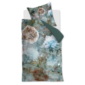 Beddinghouse Dekbedovertrek Blauwgroen Bloemen Katoen