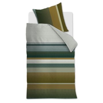 Beddinghouse Dekbedovertrek Groen Verloop Banen Katoen