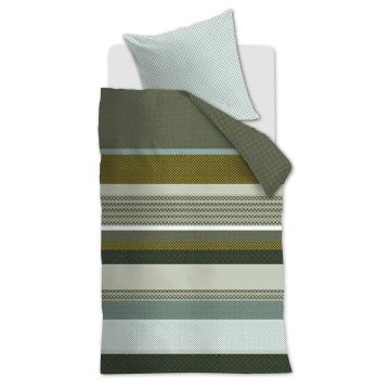 Beddinghouse Dekbedovertrek Groen Wit Banen Katoen