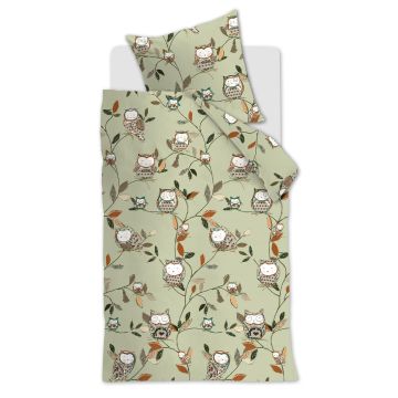 Beddinghouse X Hanneke de Jager Dekbedovertrek Groen Kids Owl Katoen