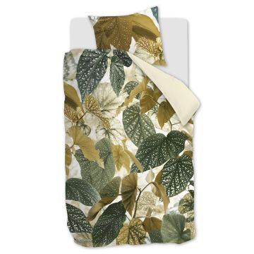 Beddinghouse Dekbedovertrek Begonia - Olijfgroen – 1-persoons 140 x 200/220 cm