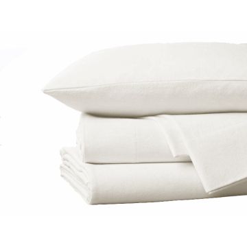 Flanellen hoeslaken Ecru